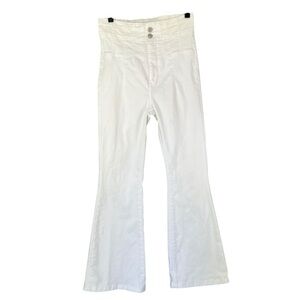 WE THE FREE Free People Jayde Flare Jeans High Rise White Size 29 FLAWS